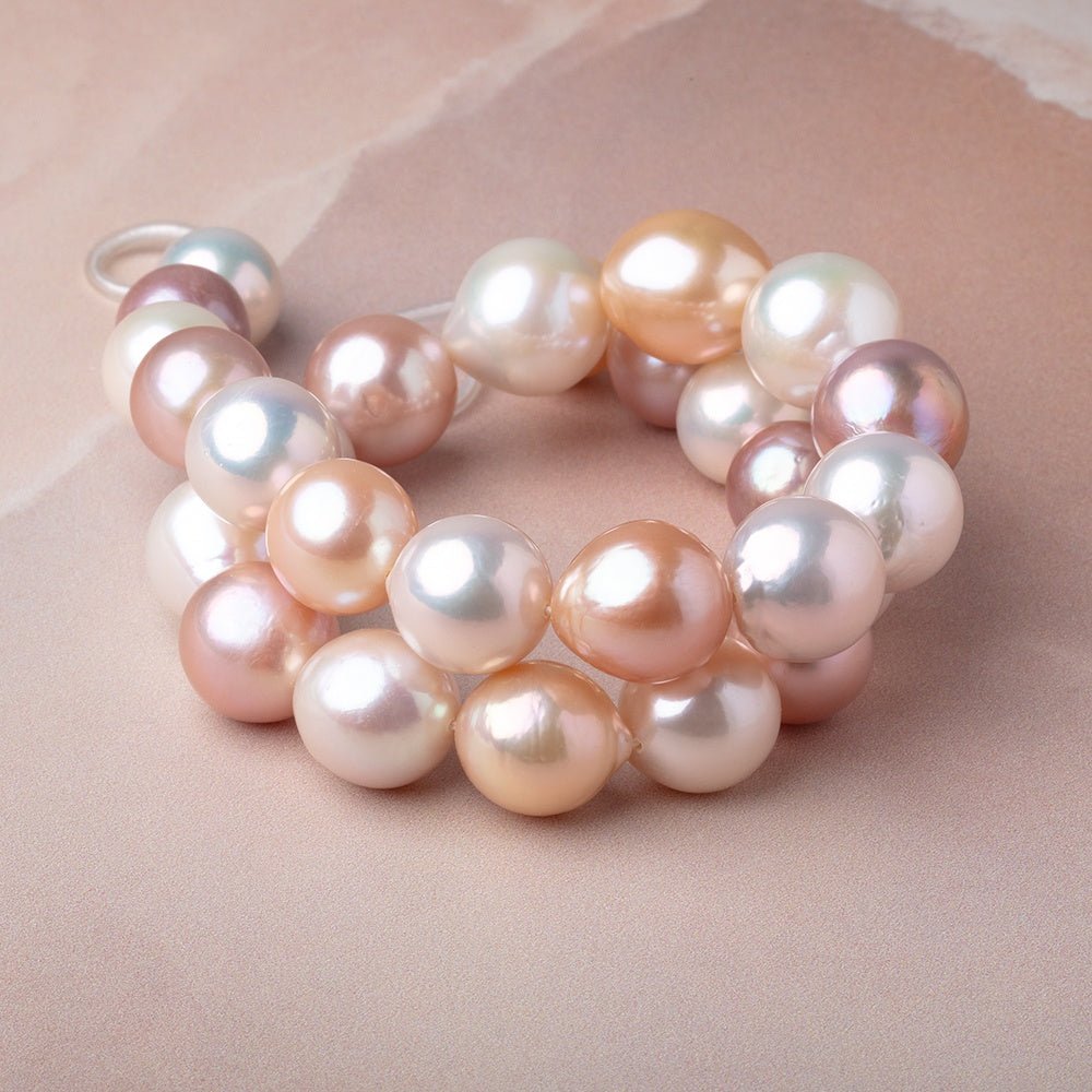 14-16mm Tri-Color Ultra Baroque Freshwater Pearls 16 inch 27 beads AAA - Beadsofcambay.com