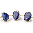 14-16mm Vermeil Bezel Lapis Lazuli Faceted Nuggets 7.5 inch 11 Beads - Beadsofcambay.com