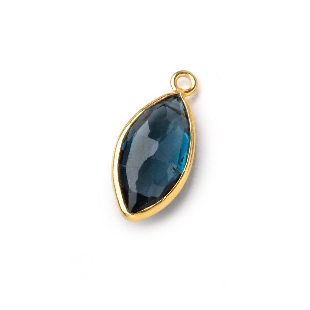 14-16mm Vermeil Bezel London Blue Topaz Faceted Marquise Pendant 1 piece AAA - Beadsofcambay.com