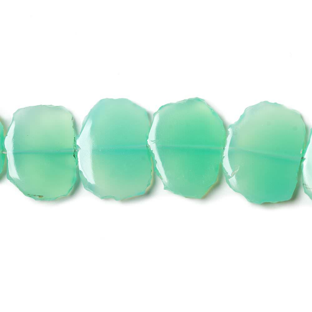 14-17mm Green Chalcedony Plain Free Form Beads 8 inch 16 pieces - Beadsofcambay.com