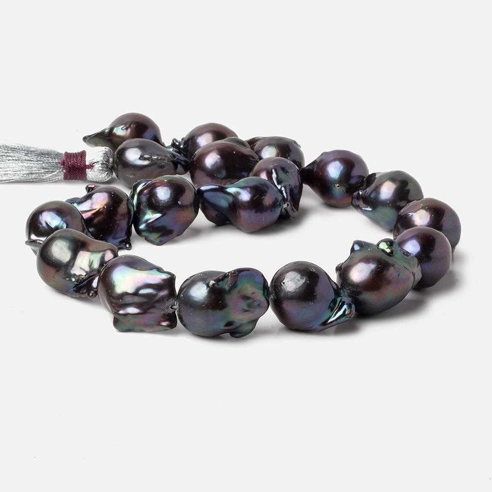 14-17mm Peacock Ultra Baroque Freshwater Pearls 17 inch 19 pcs .8mm drill hole AAA - Beadsofcambay.com