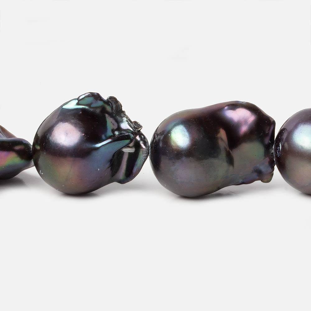 14-17mm Peacock Ultra Baroque Freshwater Pearls 17 inch 19 pcs .8mm drill hole AAA - Beadsofcambay.com