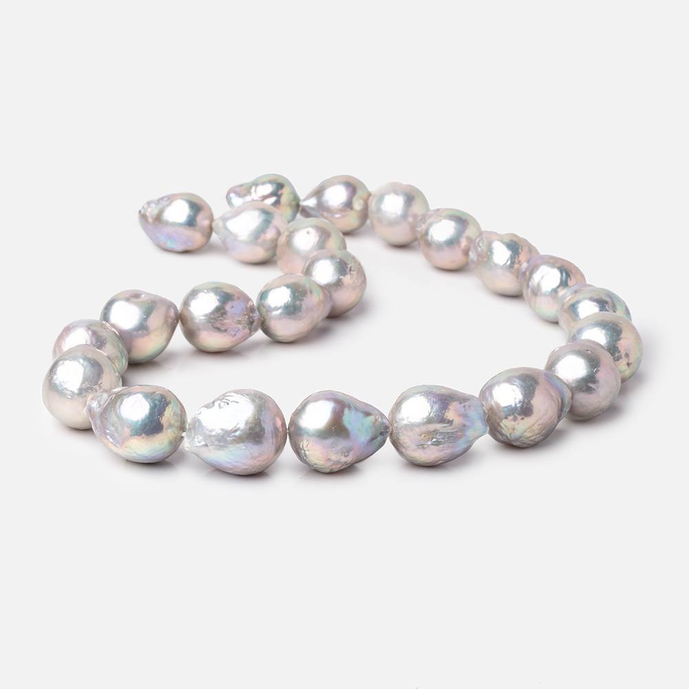 14-18mm Silver Ultra Baroque Freshwater Pearls 16 inch 22 Beads A - Beadsofcambay.com