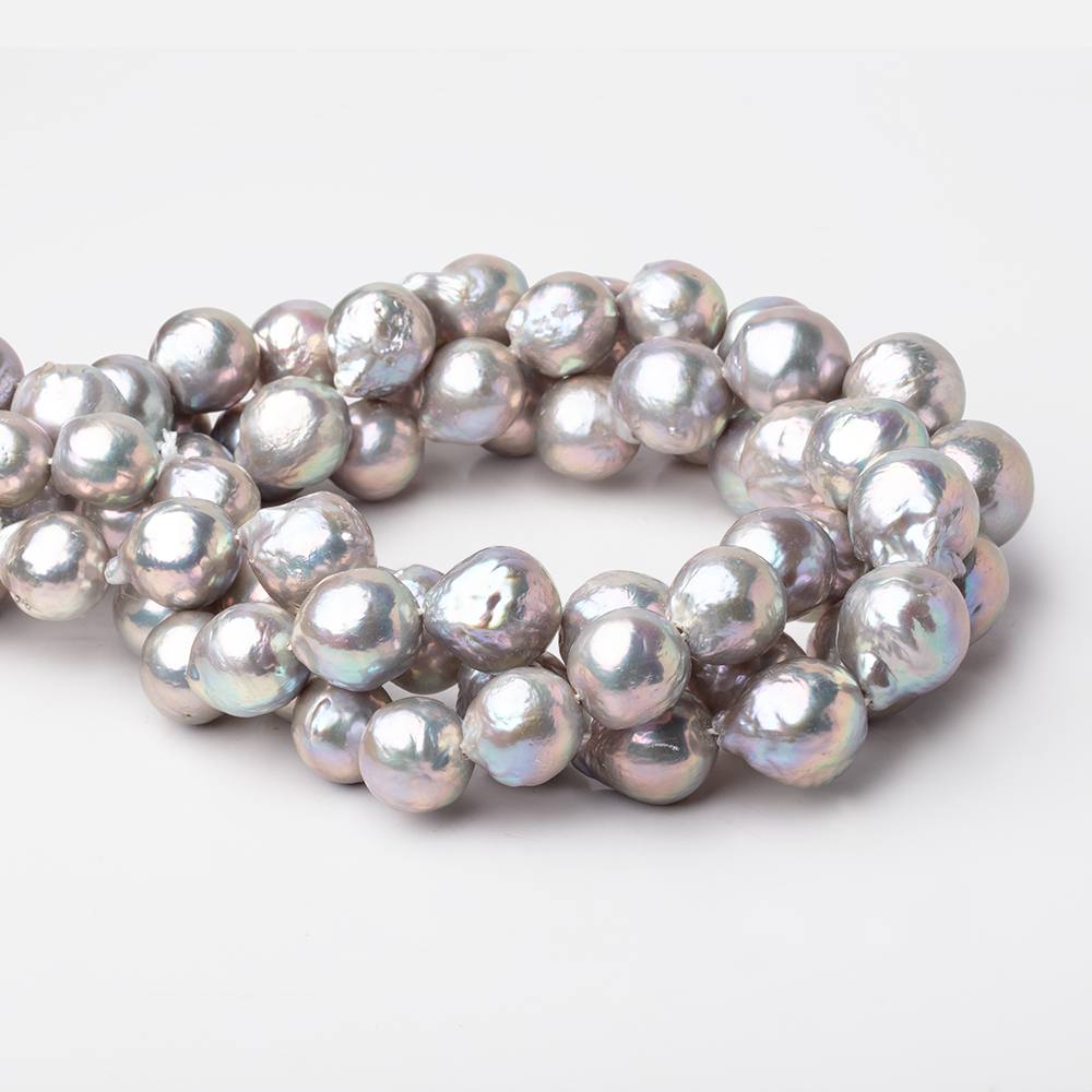 14-18mm Silver Ultra Baroque Freshwater Pearls 16 inch 22 Beads A - Beadsofcambay.com