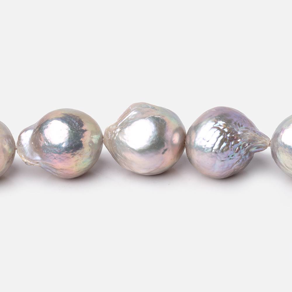 14-18mm Silver Ultra Baroque Freshwater Pearls 16 inch 22 Beads A - Beadsofcambay.com