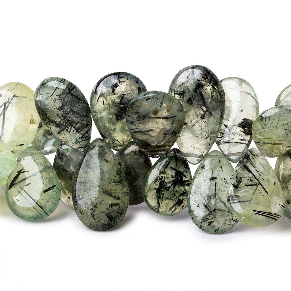 14-20mm Dendritic Prehnite Plain Pear Beads 7.5 inch 50 pieces - Beadsofcambay.com