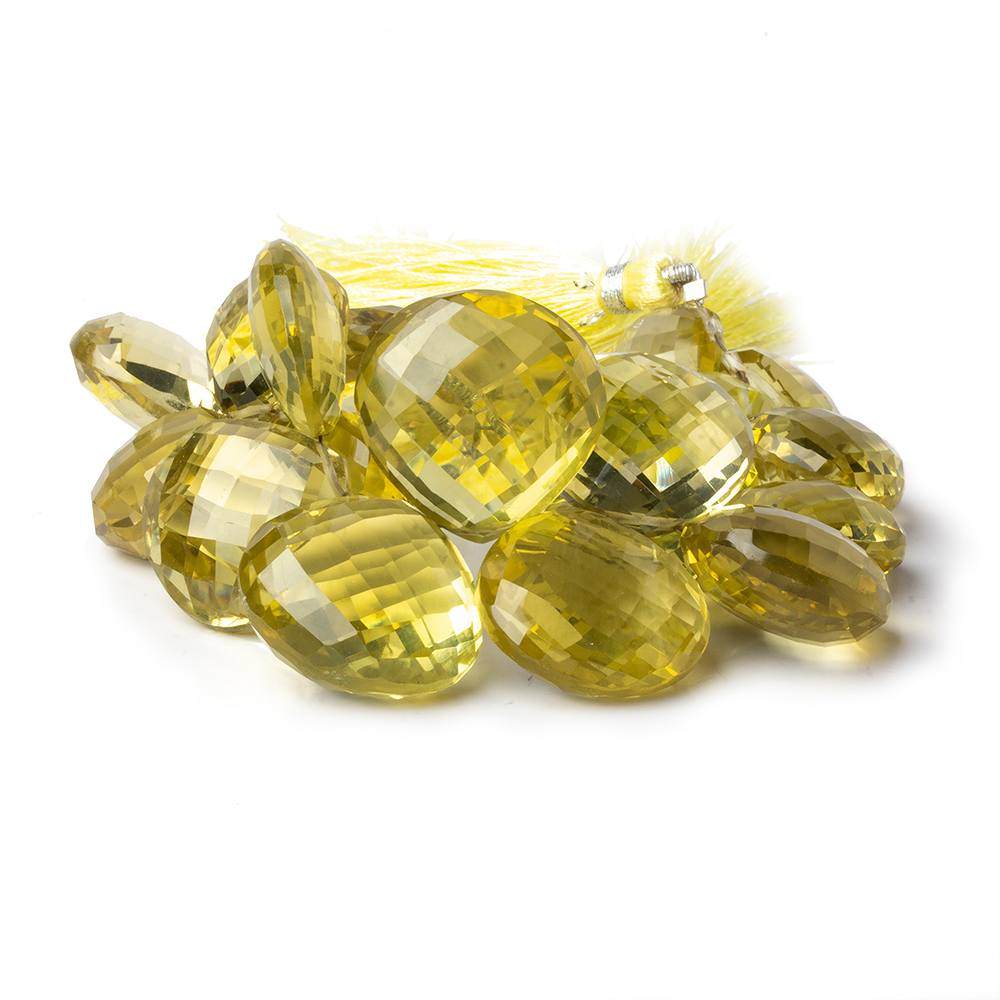 14-20mm Lemon Quartz Faceted Heart Briolette Beads 6 inch 22 pieces AAA - Beadsofcambay.com