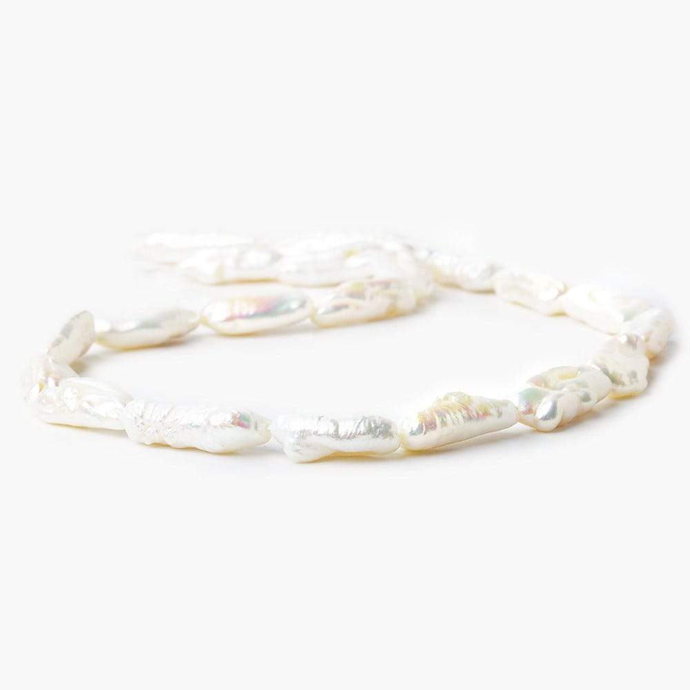 14-20mm Off White Biwa Straight Drill Freshwater Pearls 15 inch 22 pieces - Beadsofcambay.com
