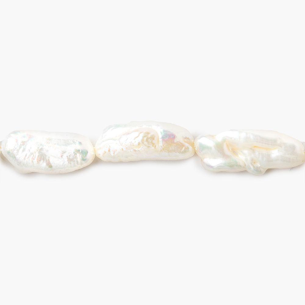 14-20mm Off White Biwa Straight Drill Freshwater Pearls 15 inch 22 pieces - Beadsofcambay.com
