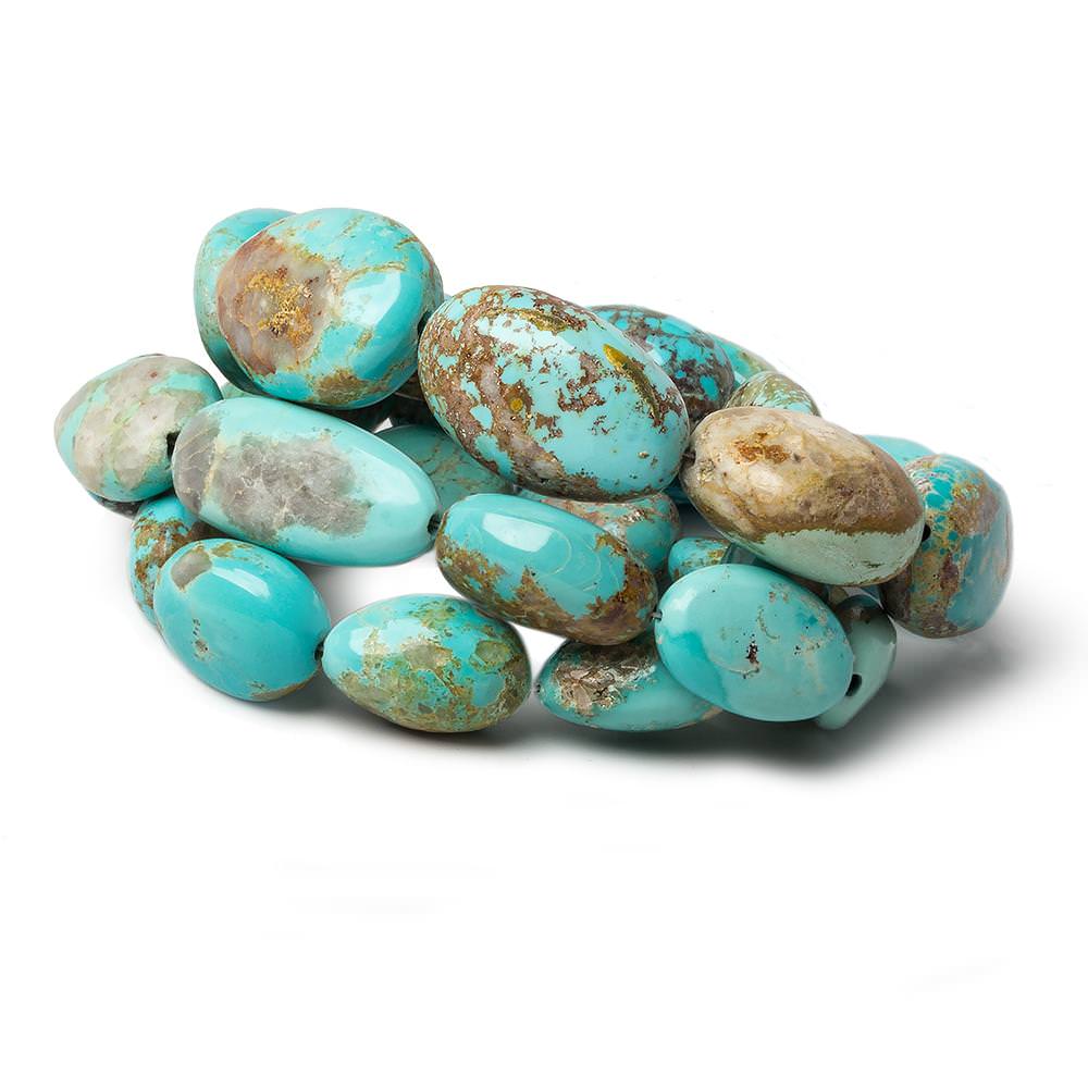 14-20mm Persian Turquoise Plain Nugget Beads 18 inch 27 beads - Beadsofcambay.com