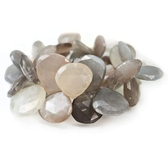 14-21mm Platinum and Blush Moonstone Faceted Heart Beads AAA 37 pieces - Beadsofcambay.com