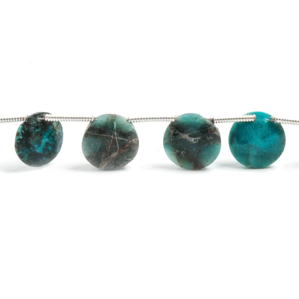 14-22mm Chrysocolla Top Drilled Faceted Coin Beads 5 inch 7 pieces - Beadsofcambay.com