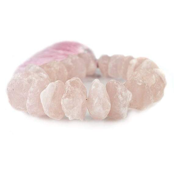 14 - 22mm Rose Quartz Hammer Faceted Disc Beads 8 inch 21 pieces - Beadsofcambay.com