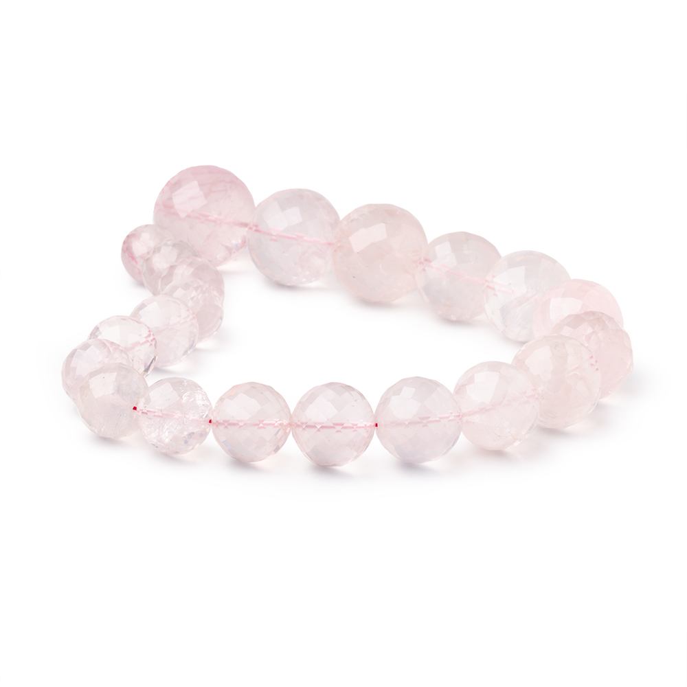 14-24mm Rose Quartz faceted rounds 14.5 inches 21 Beads AA Grade - Beadsofcambay.com