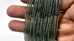 Beadsofcambay 1.8mm Shaded Grey Tourmaline Micro Faceted Rondelles 12.5 inch 200 Beads