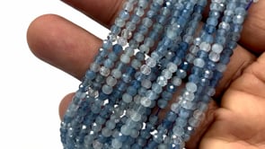Beadsofcambay 4mm Multi Color Aquamarine Micro Faceted Rondelles 15.25 inch 126 Beads View 1