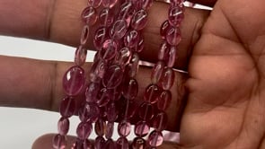 Beadsofcambay 5x4-8x6mm Pink Tourmaline Plain Oval Beads 18 inch 81 pieces AAA View 1