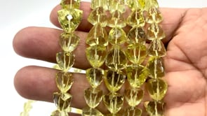 Beadsofcambay 8-11mm Lemon Quartz Straight Drill Trillion Beads 16 inch 42 pieces View 1