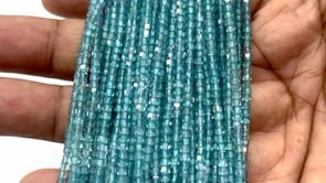 BeadsofCambay 2.2mm Pool Blue Apatite Micro Faceted Cube Beads 12.5 inch 138 pieces