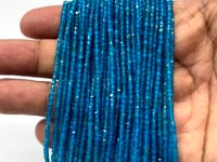 Beadsofcambay 2.2mm Neon Blue Apatite Micro Faceted Cube Beads 12.5 inch 138 pieces