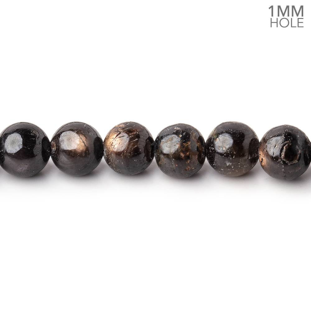 6.5mm Dark Chocolate Sapphire plain rounds 16 inch 65 beads 1mm Large Hole - BeadsofCambay.com