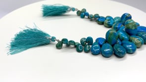 Beadsofcambay 9.5x7-20x16mm Blue Peruvian Opalina Plain Pear Beads 7.5 inch 36 pieces AAA