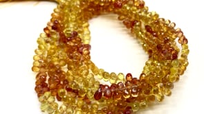 Beadsofcambay  4x3-5.5x4mm Orange & Yellow Fancy Sapphire Faceted Tear Drops 17 inch 250 pieces AA