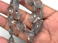 Beadsofcambay 12x9-24x16mm Black Tourmalinated Quartz Faceted Ovals 18 inch 26 Beads AAA