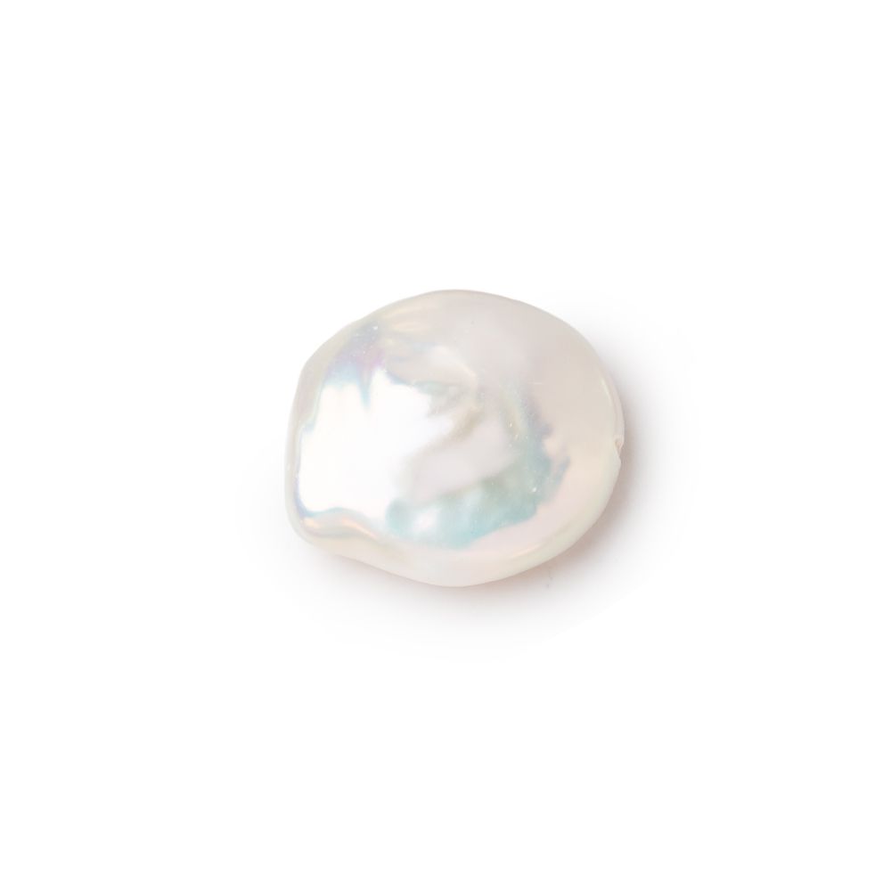 14.5-15mm Creamy White Coin Freshwater Pearl Focal 1 piece - Beadsofcambay.com