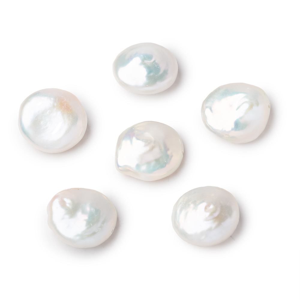 14.5-15mm Creamy White Coin Freshwater Pearl Focal 1 piece - Beadsofcambay.com