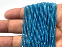 Beadsofcambay 1.8mm Neon Blue Apatite Micro Faceted Round Beads 12.5 inch 200 pieces AA