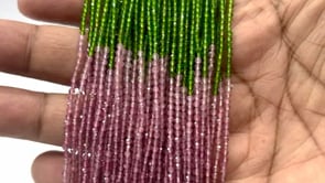 Beadsofcambay 2.5mm Pink & Green Tourmaline Micro Faceted Round Beads 12.5 inch 160 pieces
