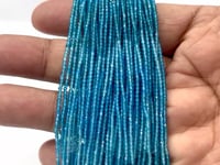 Beadsofcambay 1.8mm Shaded Neon Blue Apatite Micro Faceted Rounds 12 inch 192 beads AA Thumbnail