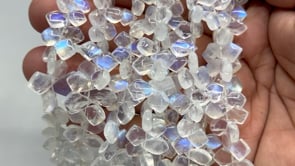 BeadsofCambay 6x4-10x9mm Rainbow Moonstone Plain Shield Beads 6.5 inch 58 pieces AA