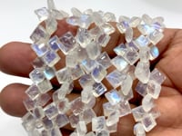 Beadsofcambay 3-8mm Rainbow Moonstone Plain Square Beads 6.5 inch 48 pieces AA Thumbnail