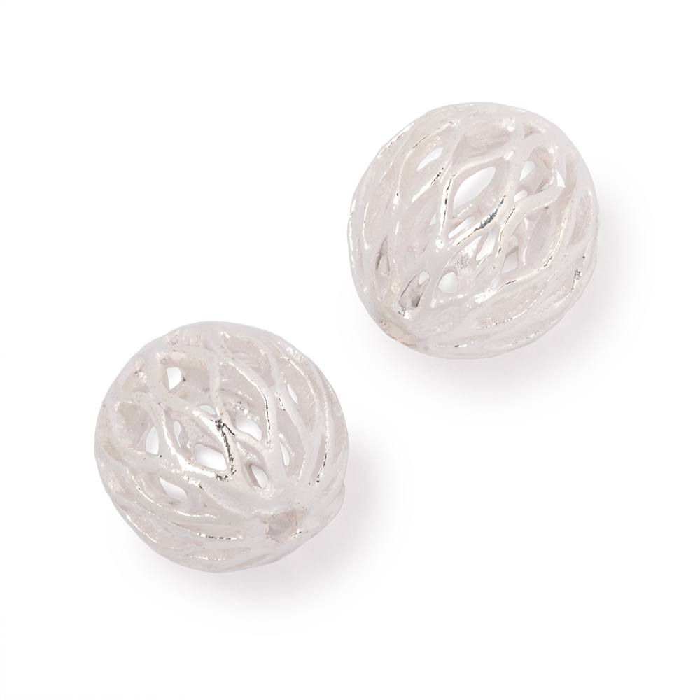 14.5mm Silver Plated Copper Open Mesh Round Beads Set of 2 pieces - Beadsofcambay.com