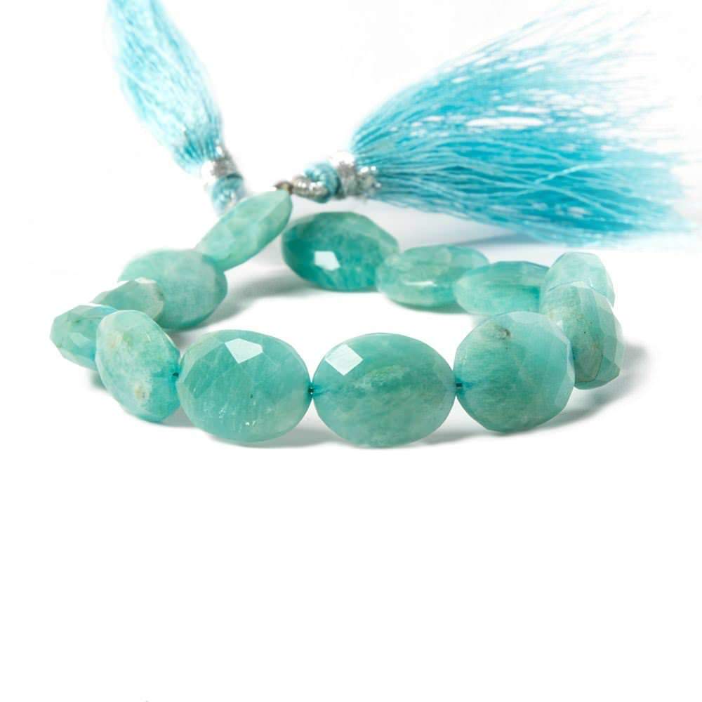 14.5x11-17x11mm Amazonite Straight Drilled Faceted Oval Beads 8 inch 12 pieces - Beadsofcambay.com
