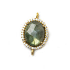 14.5x13mm Gold Bezel White CZ & Labradorite Oval Connector 1 piece - Beadsofcambay.com
