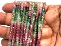 Beadsofcambay 4.5mm Afghani Tourmaline Faceted Rondelle Beads 14 inch 133 pieces A