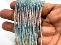 BeadsofCambay 2.5-3mm Multi Beryl & Aquamarine Micro Faceted Rondelles 13 inch 228 beads