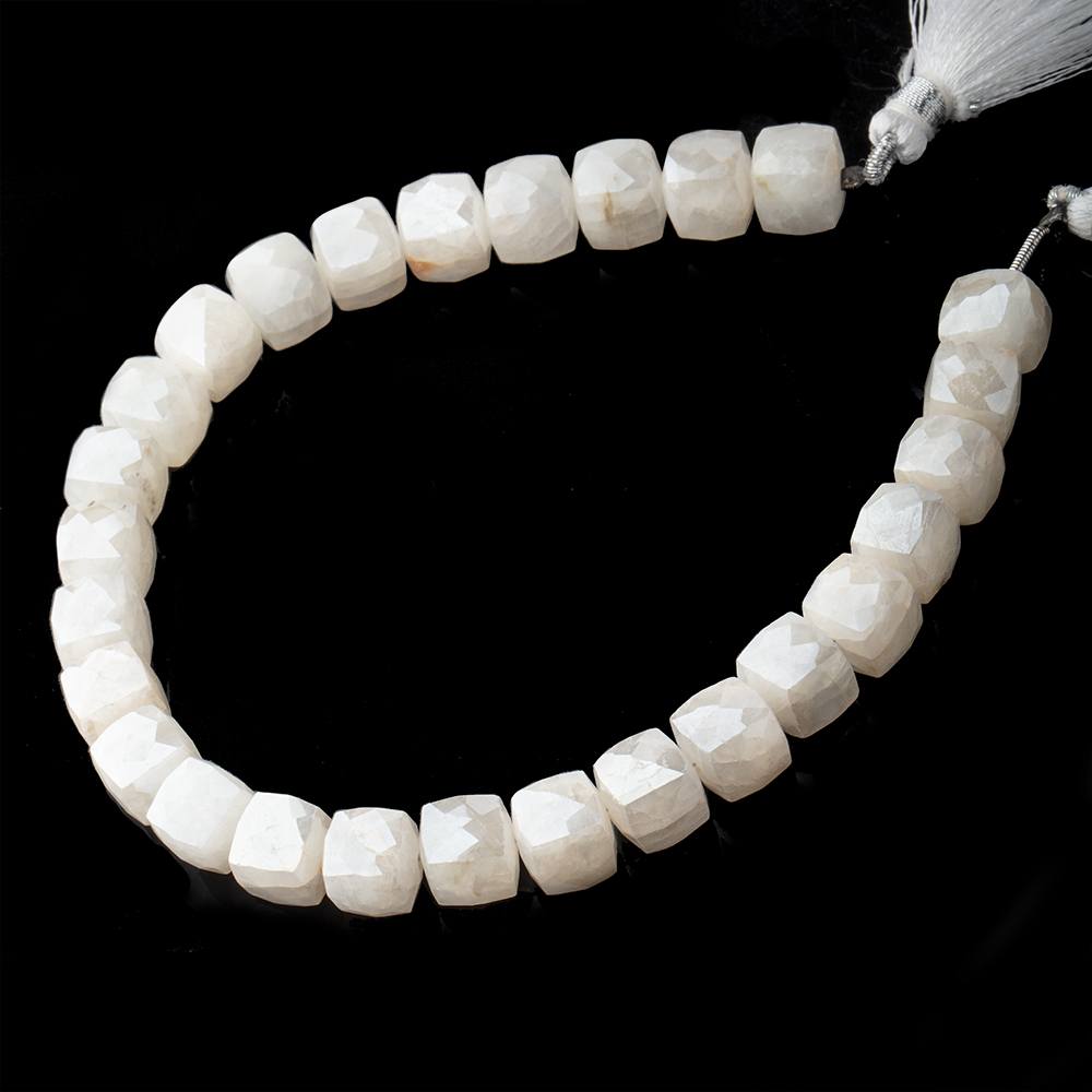 Beadsofcambay 8x8mm Silverite Sapphire faceted Cube beads 8 inch 26 pcs A