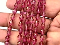 BeadsofCambay 7x5mm Mystic Pink Topaz straight drilled faceted tear drops 9 inch 30 beads AA