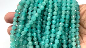 BeadsofCambay 6.5mm Amazonite Faceted Round Beads 16 inch 63 pieces 1mm hole