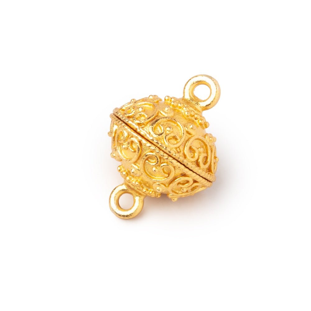 14mm 22kt Gold plated Bali Design Magnetic Clasp 1 piece - Beadsofcambay.com