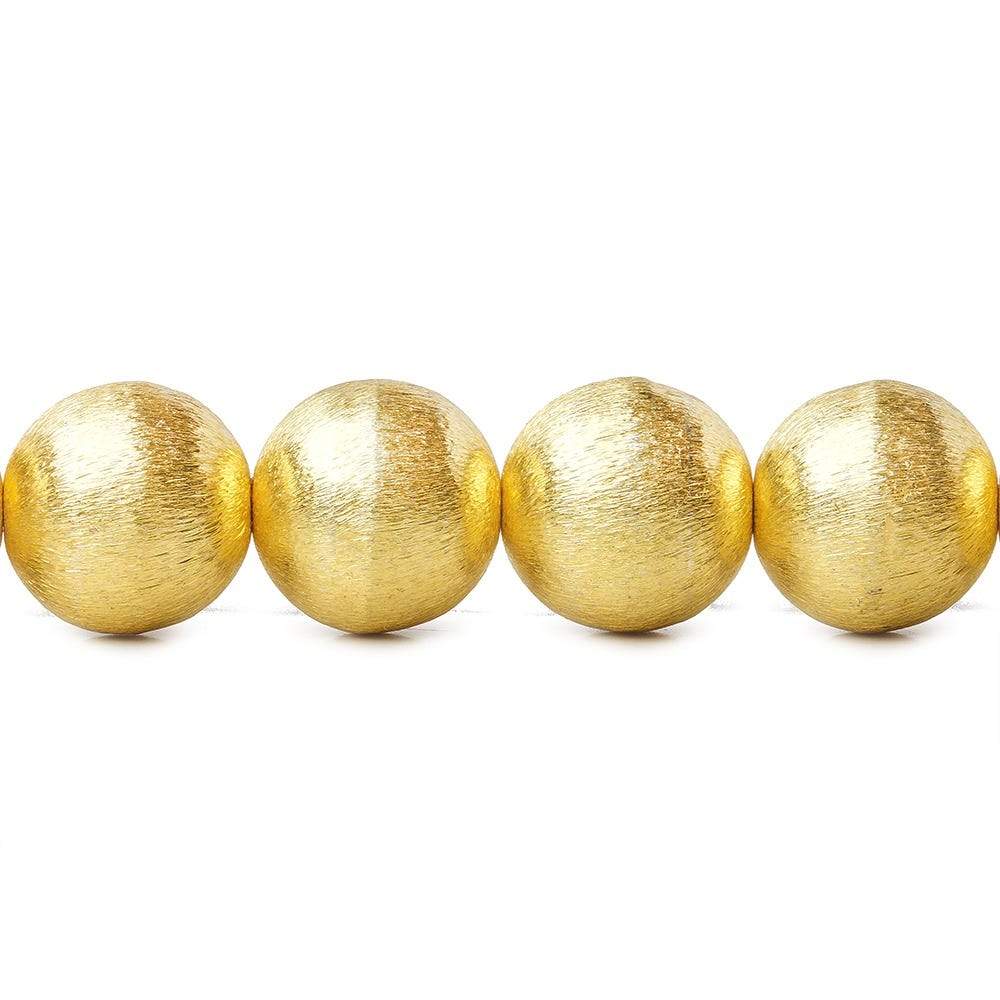 14mm 22kt Gold Plated Copper Brushed Round Bead 8 inch 15 pieces - Beadsofcambay.com