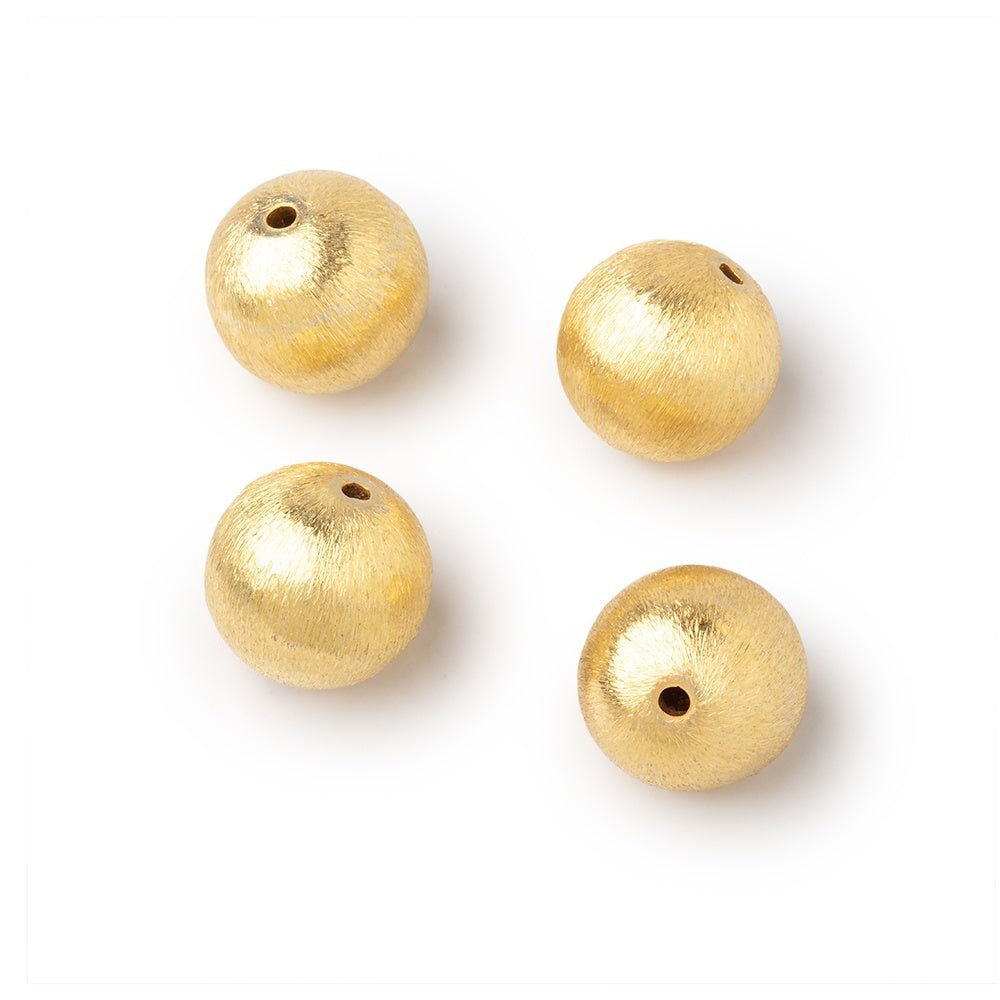 14mm 22kt Plated Copper Brushed Round Beads Set of 4 pieces - Beadsofcambay.com