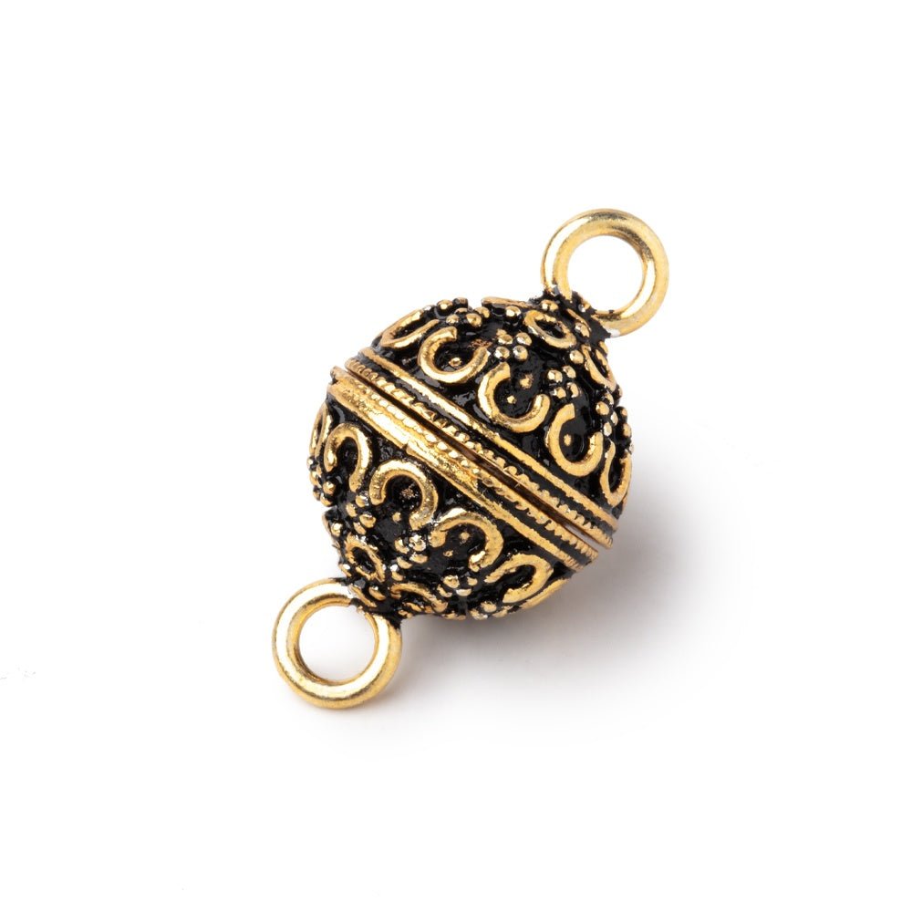 14mm Antiqued 22kt Gold Plated Persian Design Magnetic Clasp 1 piece - Beadsofcambay.com