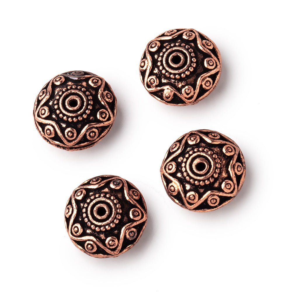 14mm Antiqued Copper Southwestern Motif Disc 8 inch 27 Beads - Beadsofcambay.com