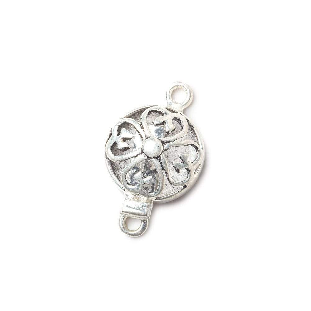 14mm Antiqued Sterling Silver plated Box Clasp Filigree Flower 1 piece - Beadsofcambay.com