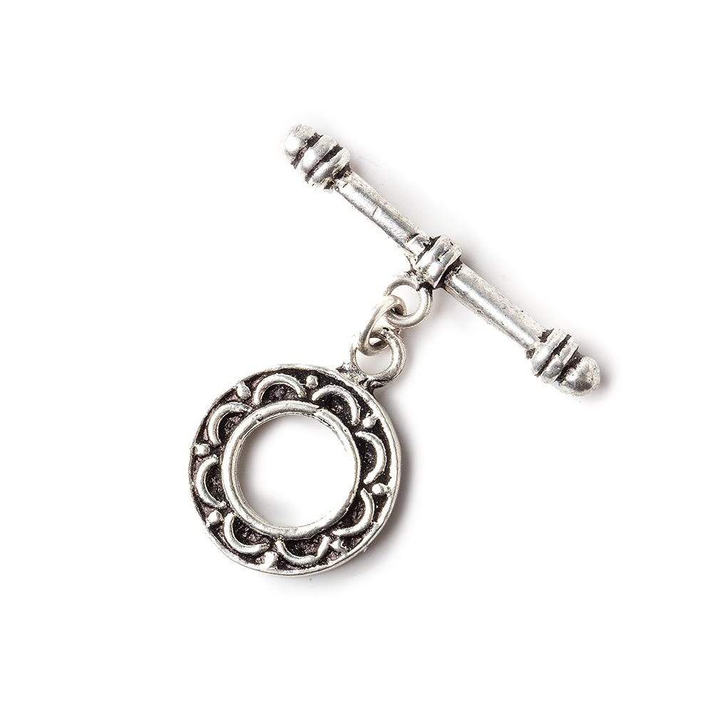 14mm Antiqued Sterling Silver Toggle Round 1 Finding - Beadsofcambay.com